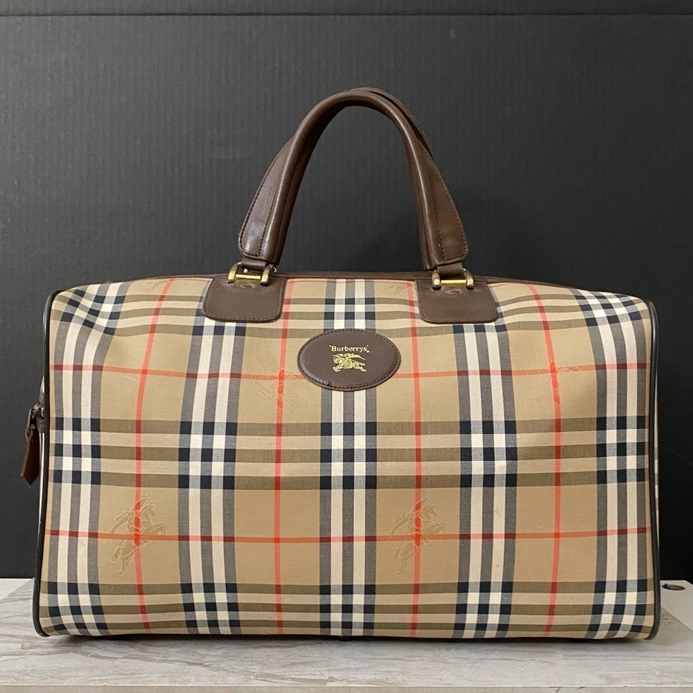 🌺BURBERRYS Nova Check Canvas/Leather Duffel Bag 💼 BB1